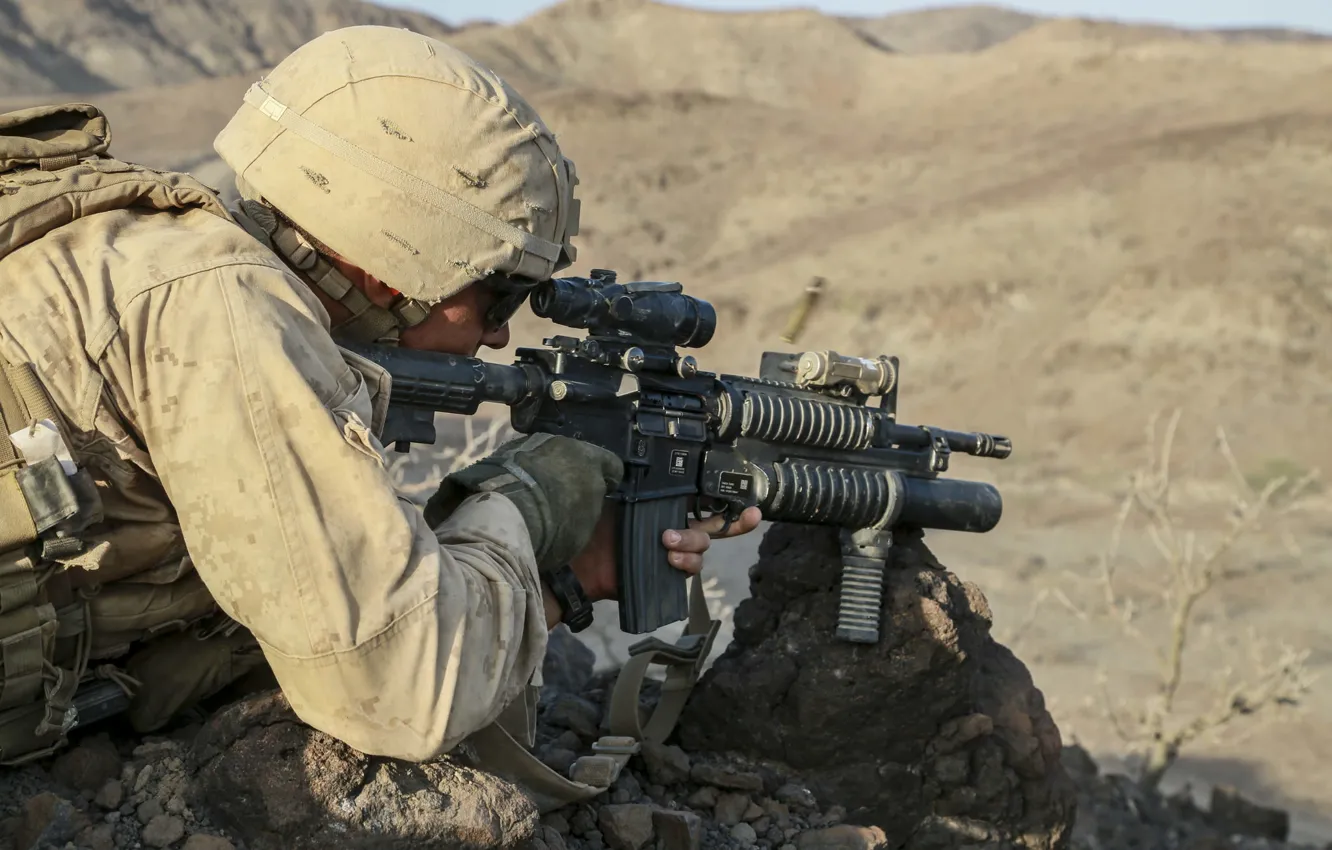 Photo wallpaper weapons, soldiers, United States Marine Corps