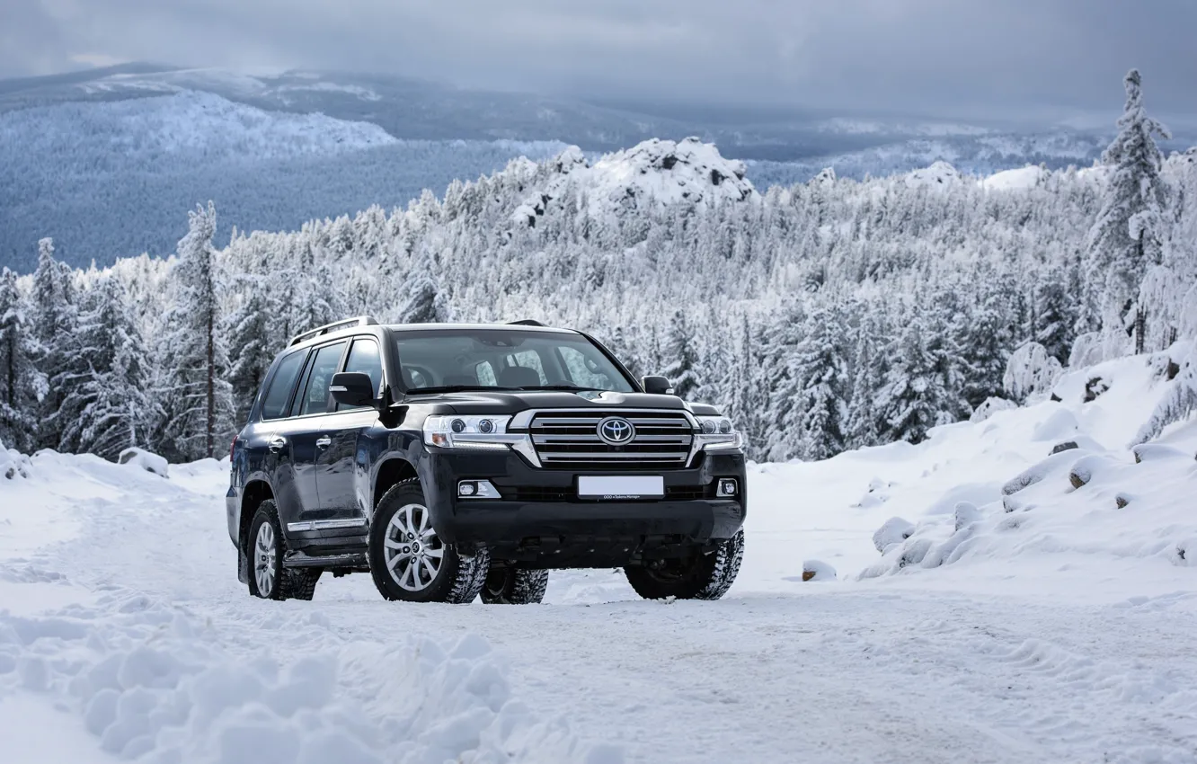 Photo wallpaper winter, snow, mountains, Toyota, Land, 200, Cruiser