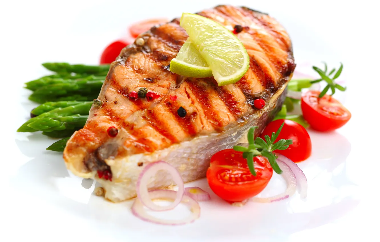 Photo wallpaper bow, lime, tomatoes, chop