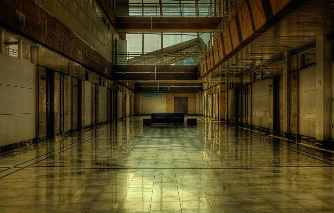 Photo wallpaper void, sofa, HDR, shopping center