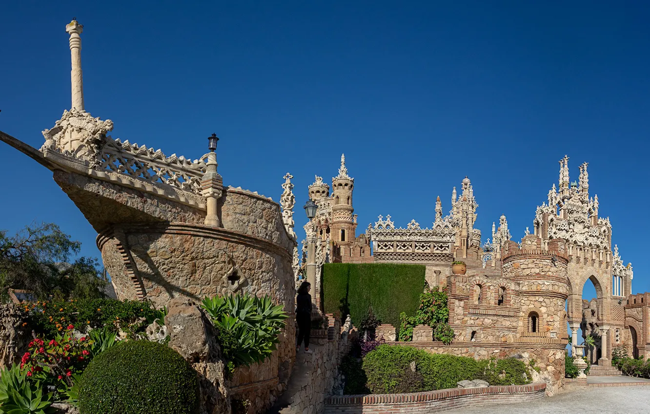 Photo wallpaper castle, architecture, Spain, Spain, Benalmádena, Castillo de Colomares, Benalmadena, Colomares Castle