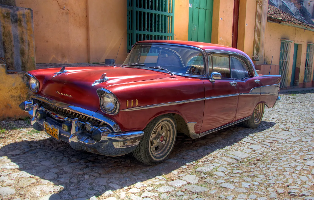 Photo wallpaper machine, retro, Wallpaper, Chevrolet, old, car, Cuba, Havana