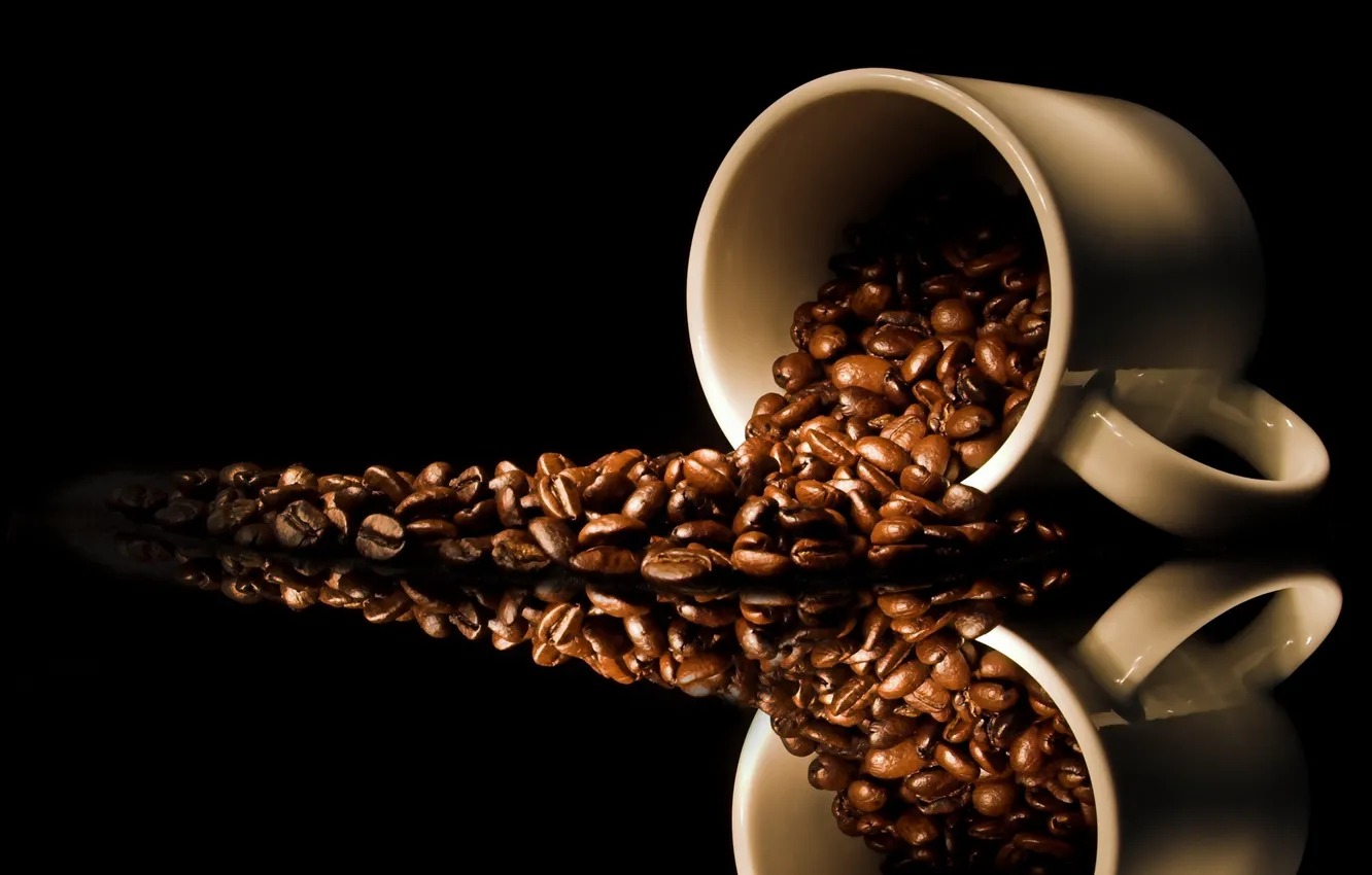 Photo wallpaper macro, cups, coffe time, cafe seeds