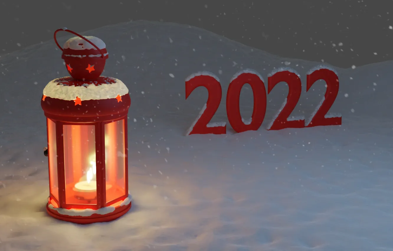 Photo wallpaper Snow, Flashlight, 2022, New Year's lantern