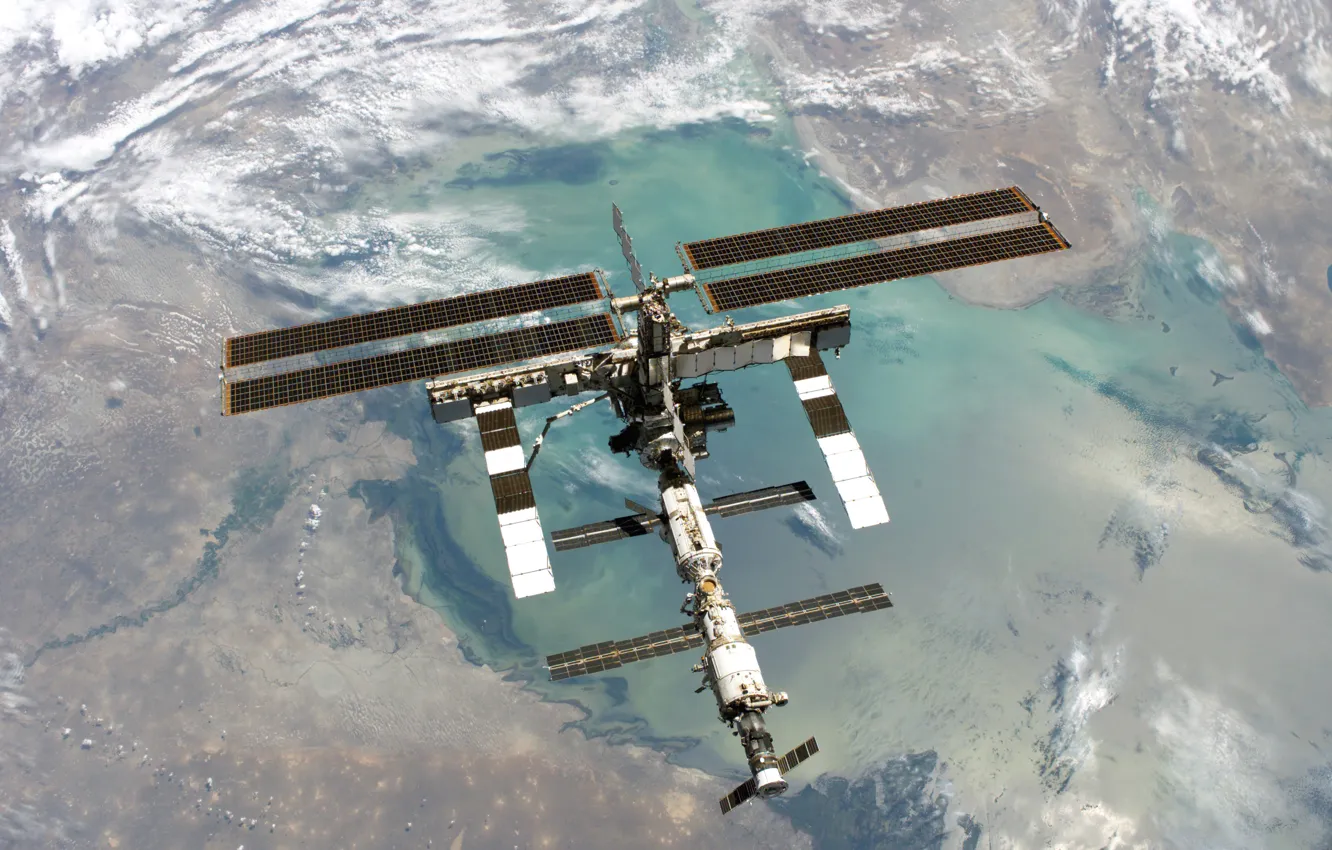 Photo wallpaper Earth, ISS, Space Station, Orbit