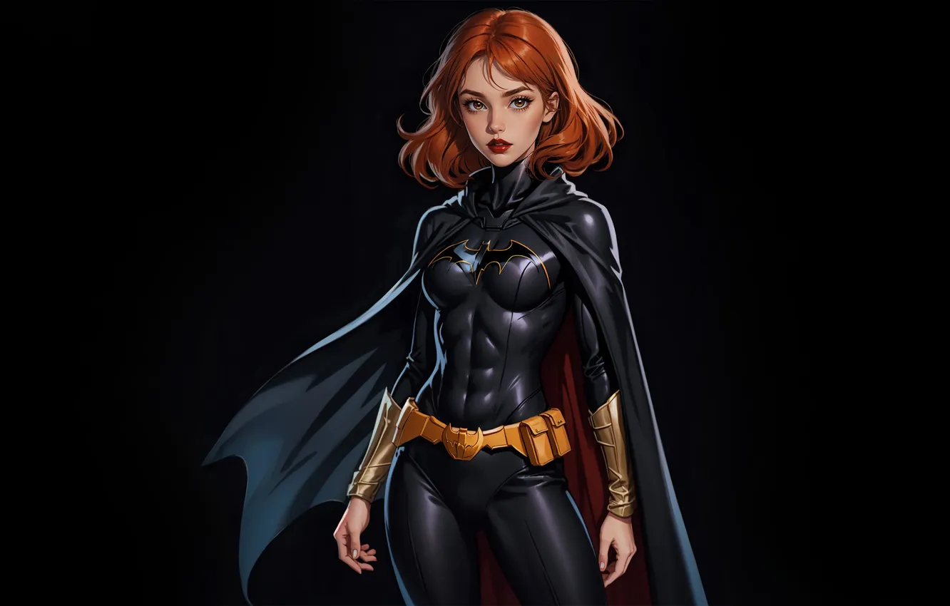 Photo wallpaper girl, black background, comic