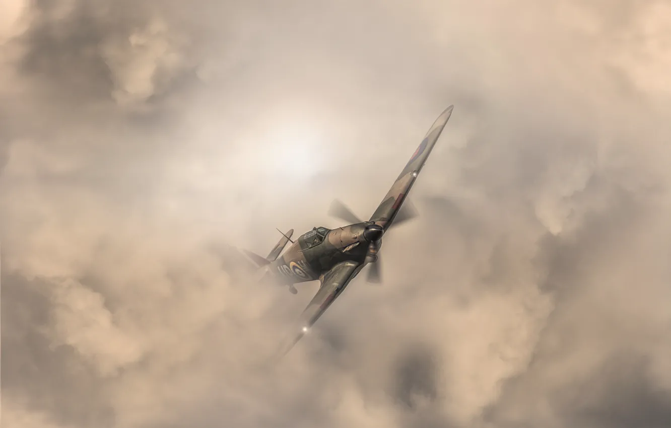 Photo wallpaper the sky, clouds, hurricane, the plane