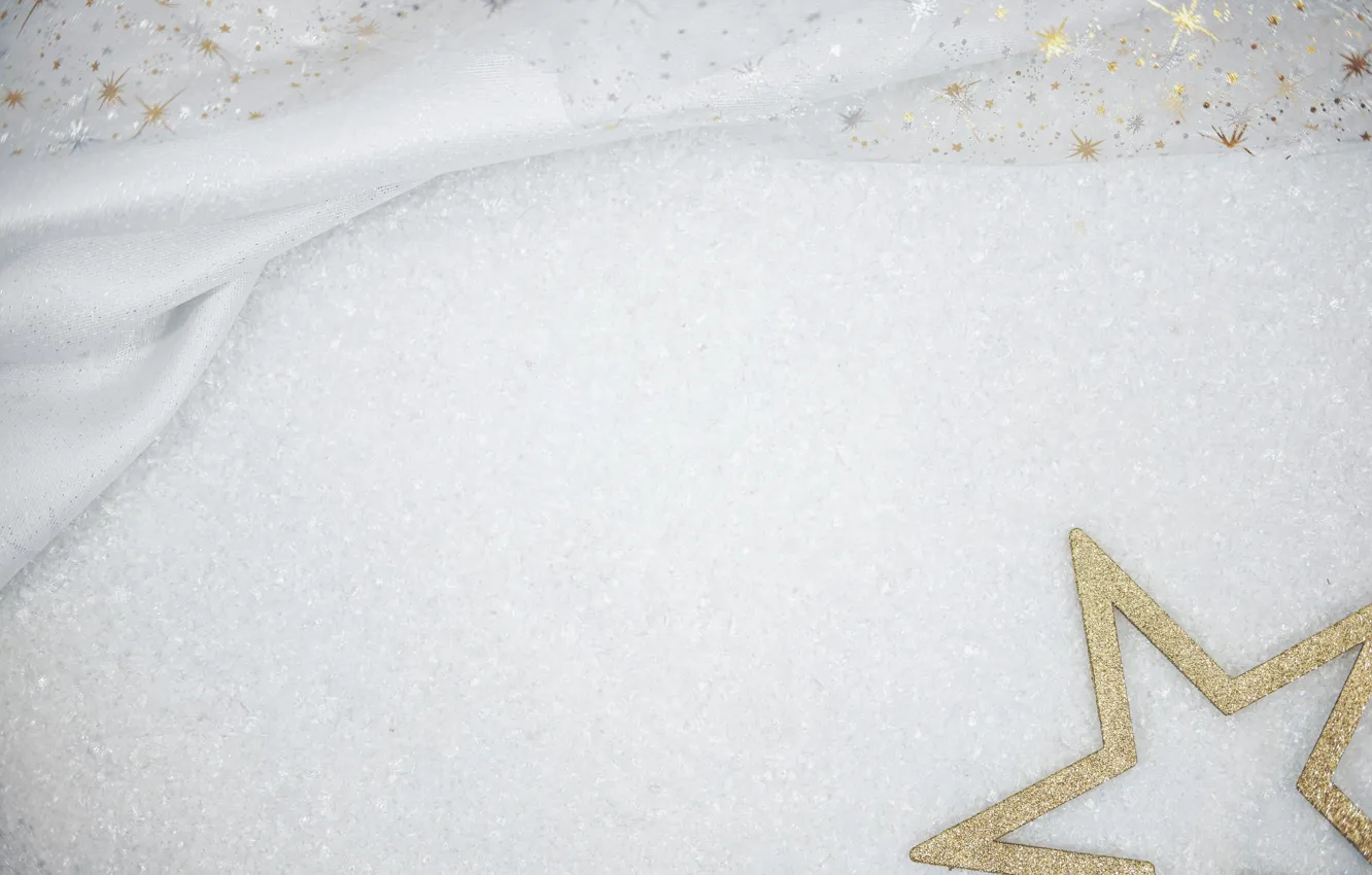Photo wallpaper snow, winter, stars, white background, Christmas, gold plated, fabric, stars