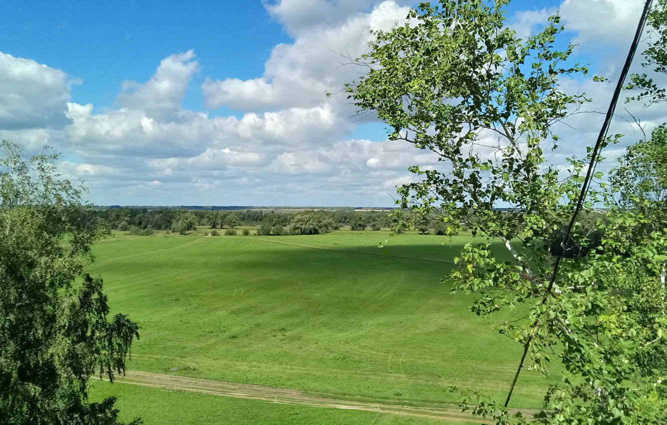 Photo wallpaper field, the sky, clouds, landscape nature