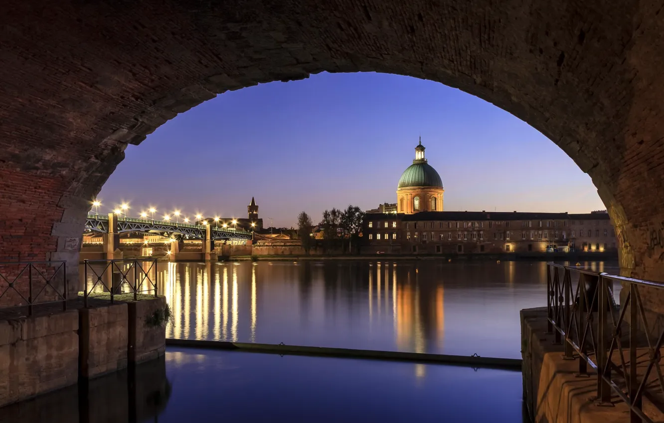 Photo wallpaper the city, night, Toulouse