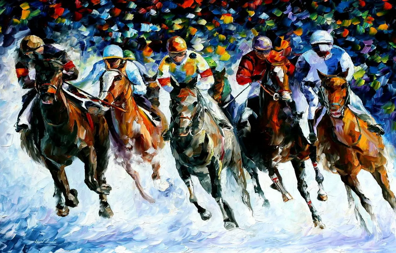 Photo wallpaper sport, horse, riders, art, jump