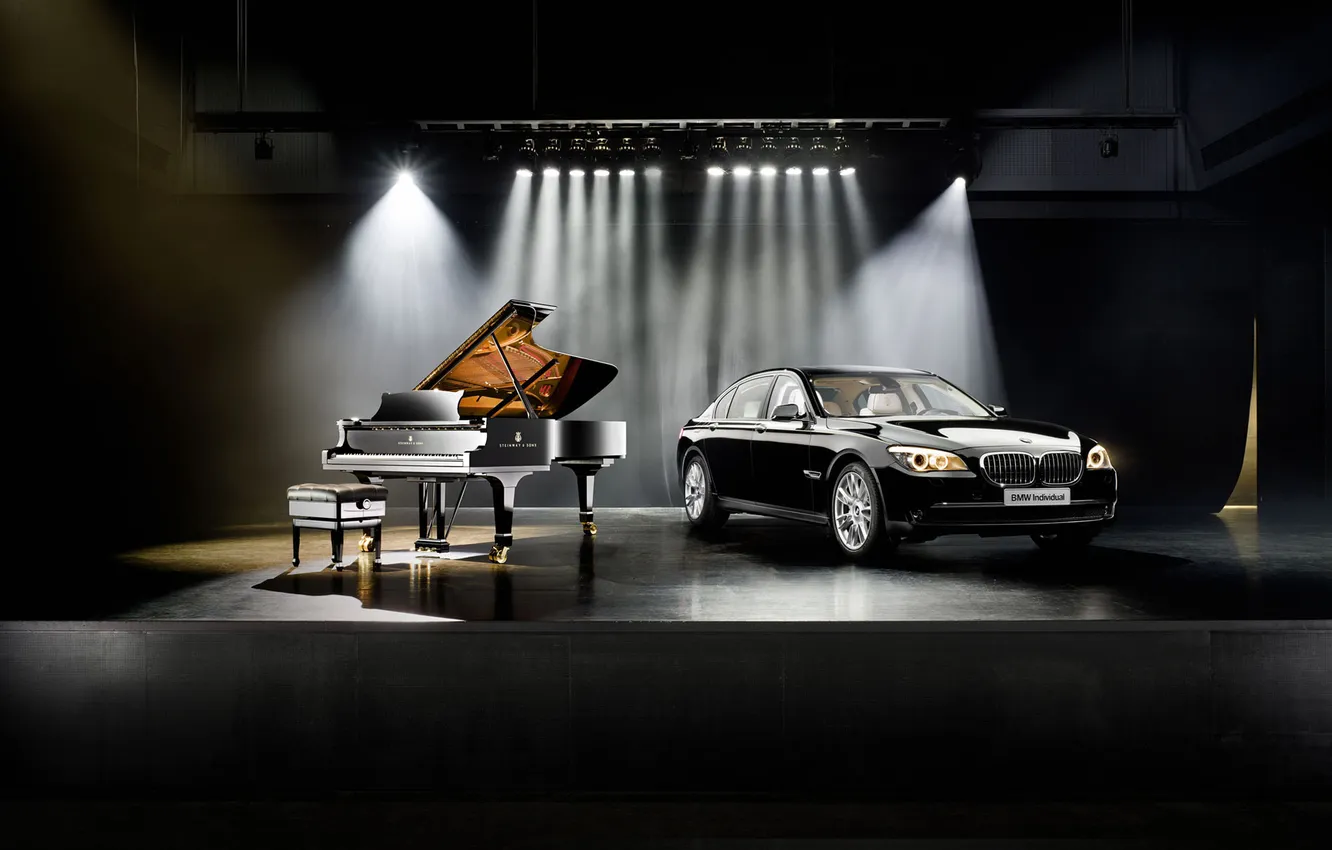 Photo wallpaper black, classic, BMW 7, steinway