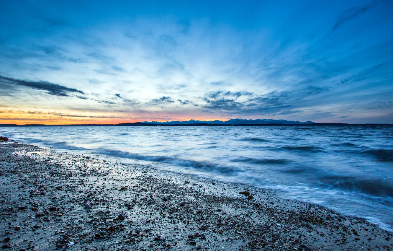 Photo wallpaper sunset, the ocean, coast