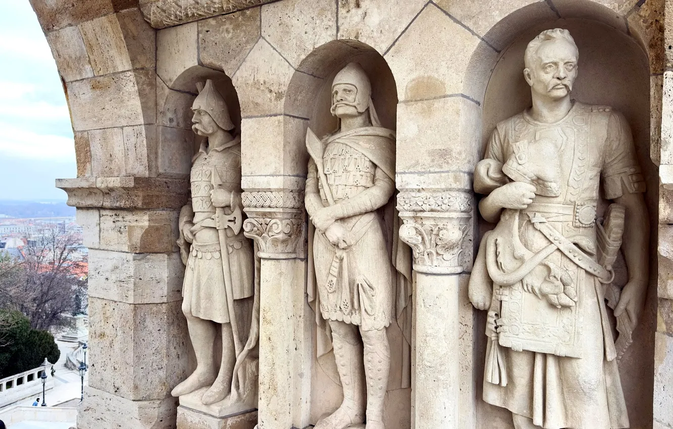 Photo wallpaper building, statue, history, Hungary, Budapest