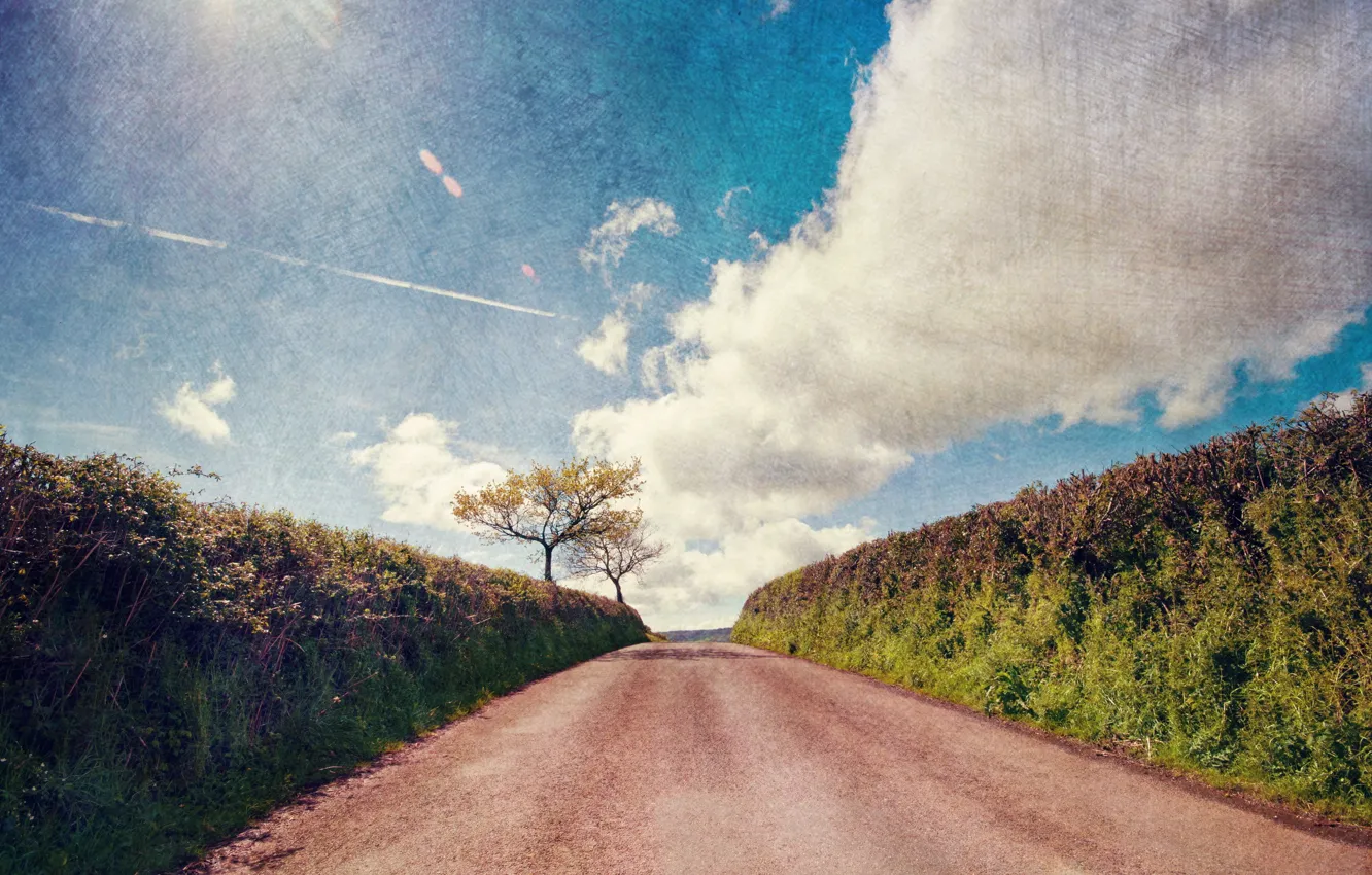 Photo wallpaper road, landscape, style, texture