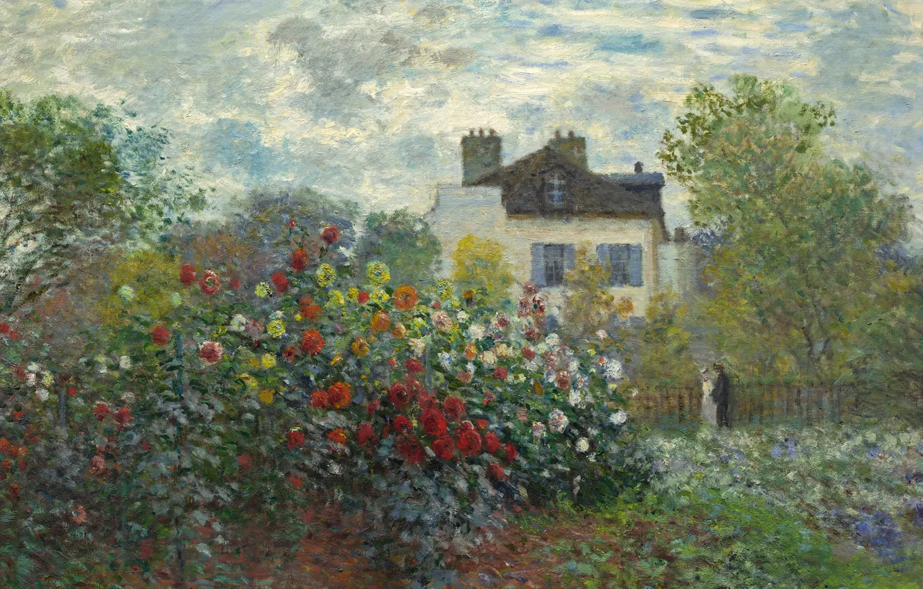 Photo wallpaper landscape, picture, Claude Monet, The garden of Monet at Argenteuil