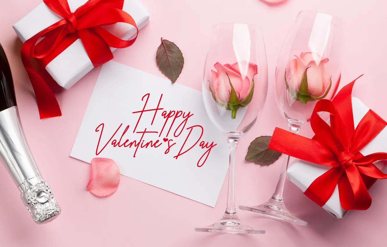 Photo wallpaper love, flowers, gift, romance, glass, roses, petals, love