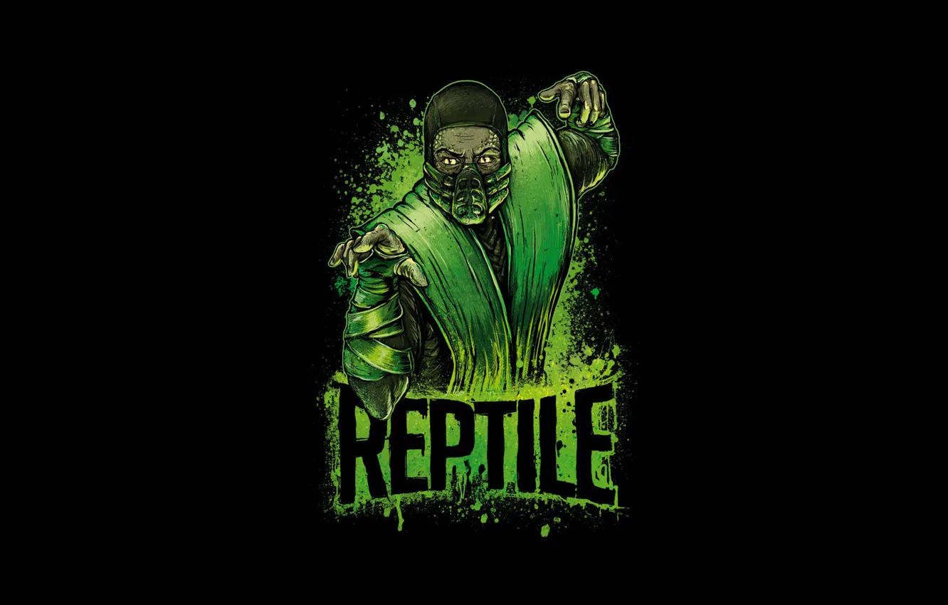 Photo wallpaper green, fighter, ninja, art, Mortal Kombat, Reptile