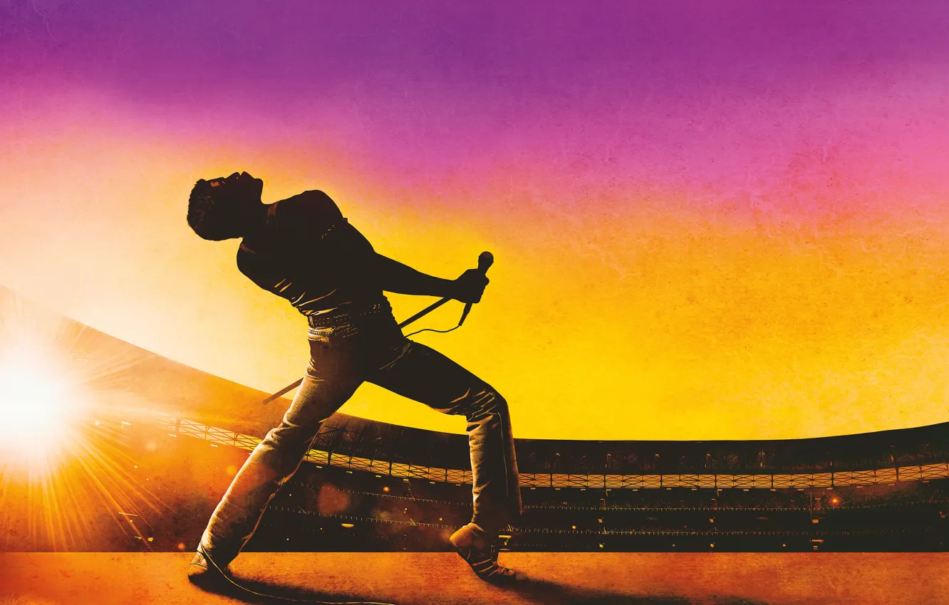 Photo wallpaper concert, Queen, stadium, Bohemian Rhapsody, Rami Malek, Rami Malek, Bohemian Rhapsody, Freddie Merkuri