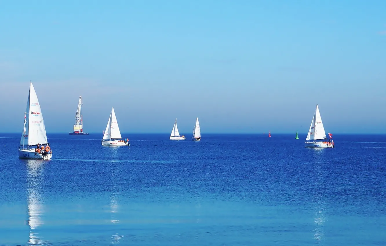 Photo wallpaper sea, water, sailboats