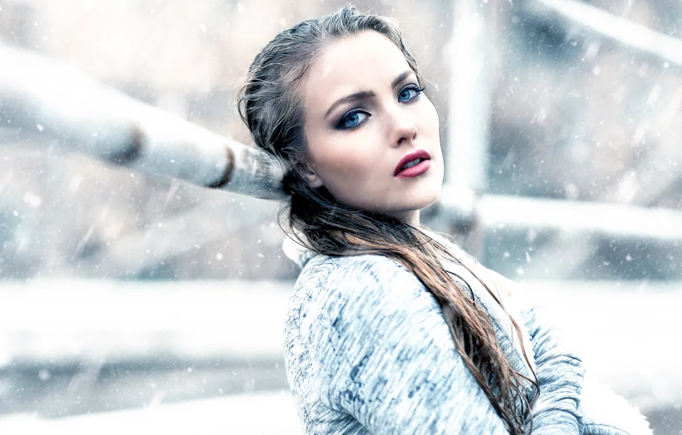 Photo wallpaper girl, snow, makeup, Frozen, Alessandro Di Cicco