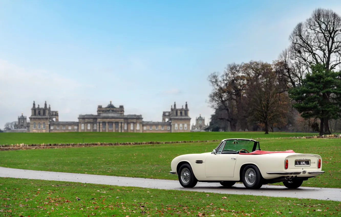 Photo wallpaper lawn, Aston Martin, convertible, 1970, 2018, Heritage EV Concept, DB6 Mark II Volante