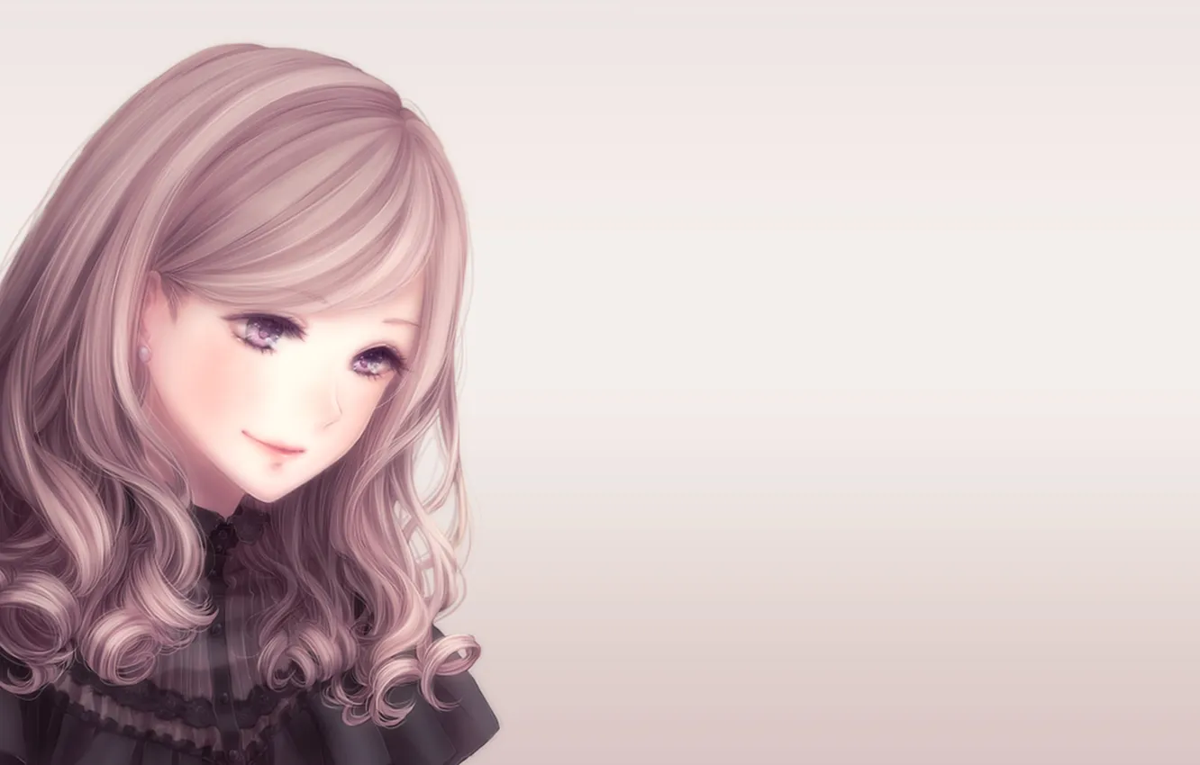 Photo wallpaper girl, smile, curls