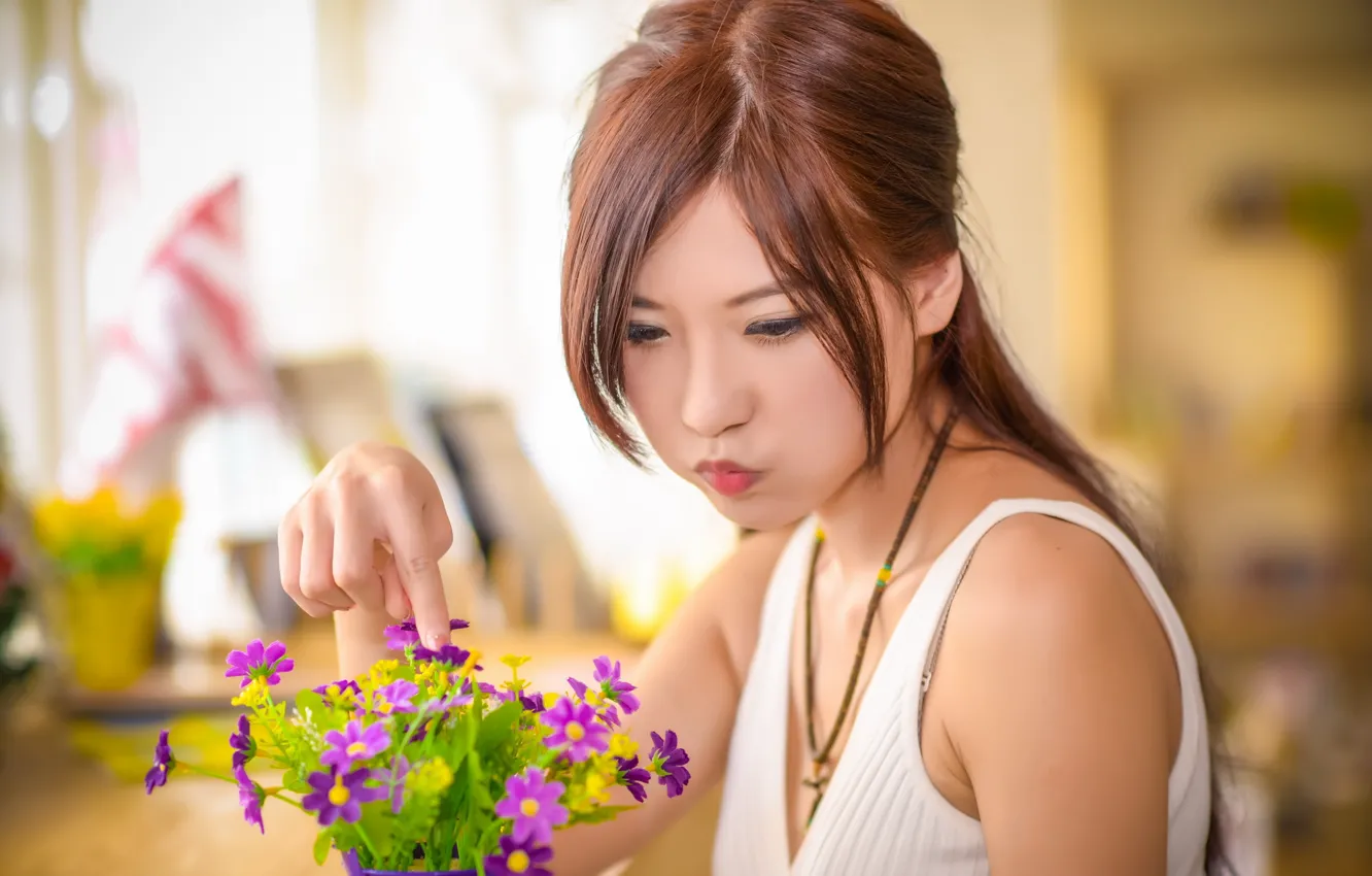 Photo wallpaper look, girl, Asian