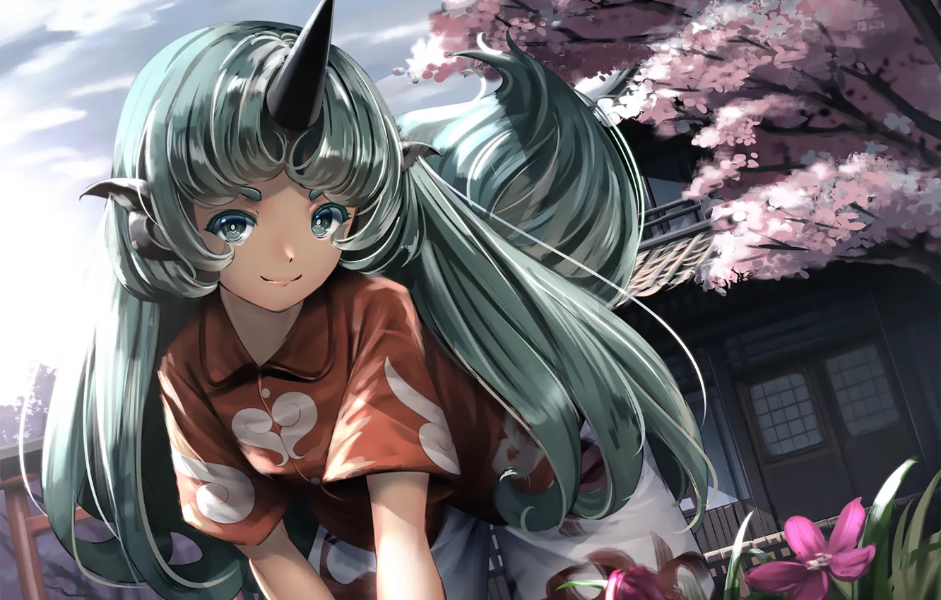 Photo wallpaper look, girl, unicorn