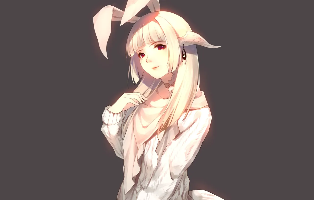 Photo wallpaper look, girl, rabbit