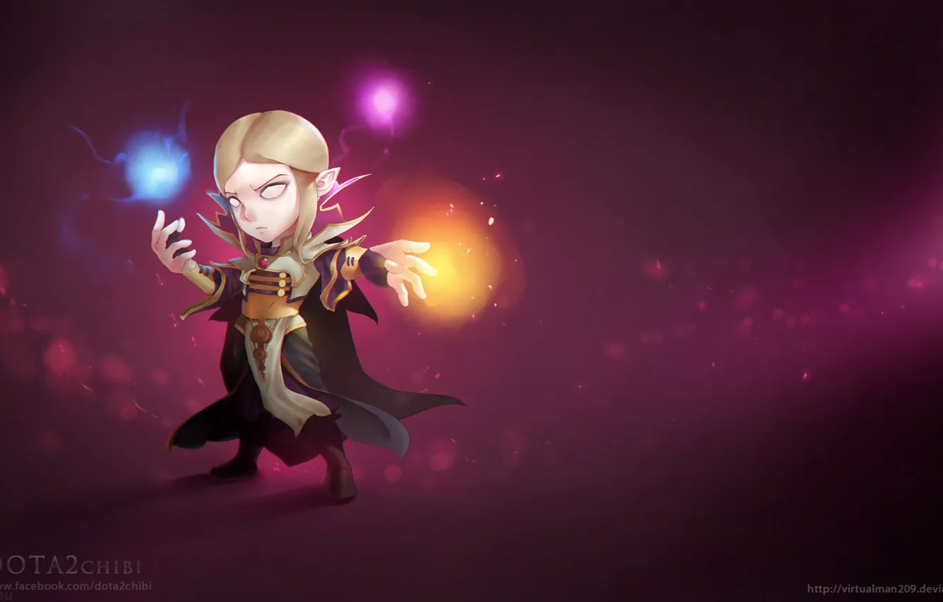 Photo wallpaper art, chibi, dota 2, Carl, Invoker