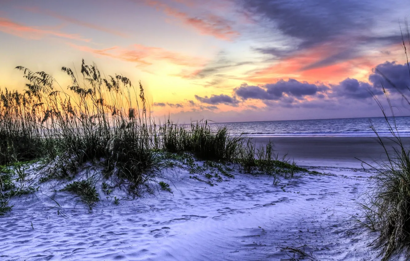 Photo wallpaper beach, sunset, coast, South Carolina, The Atlantic ocean, South Carolina, Atlantic Ocean, Hilton Head Island