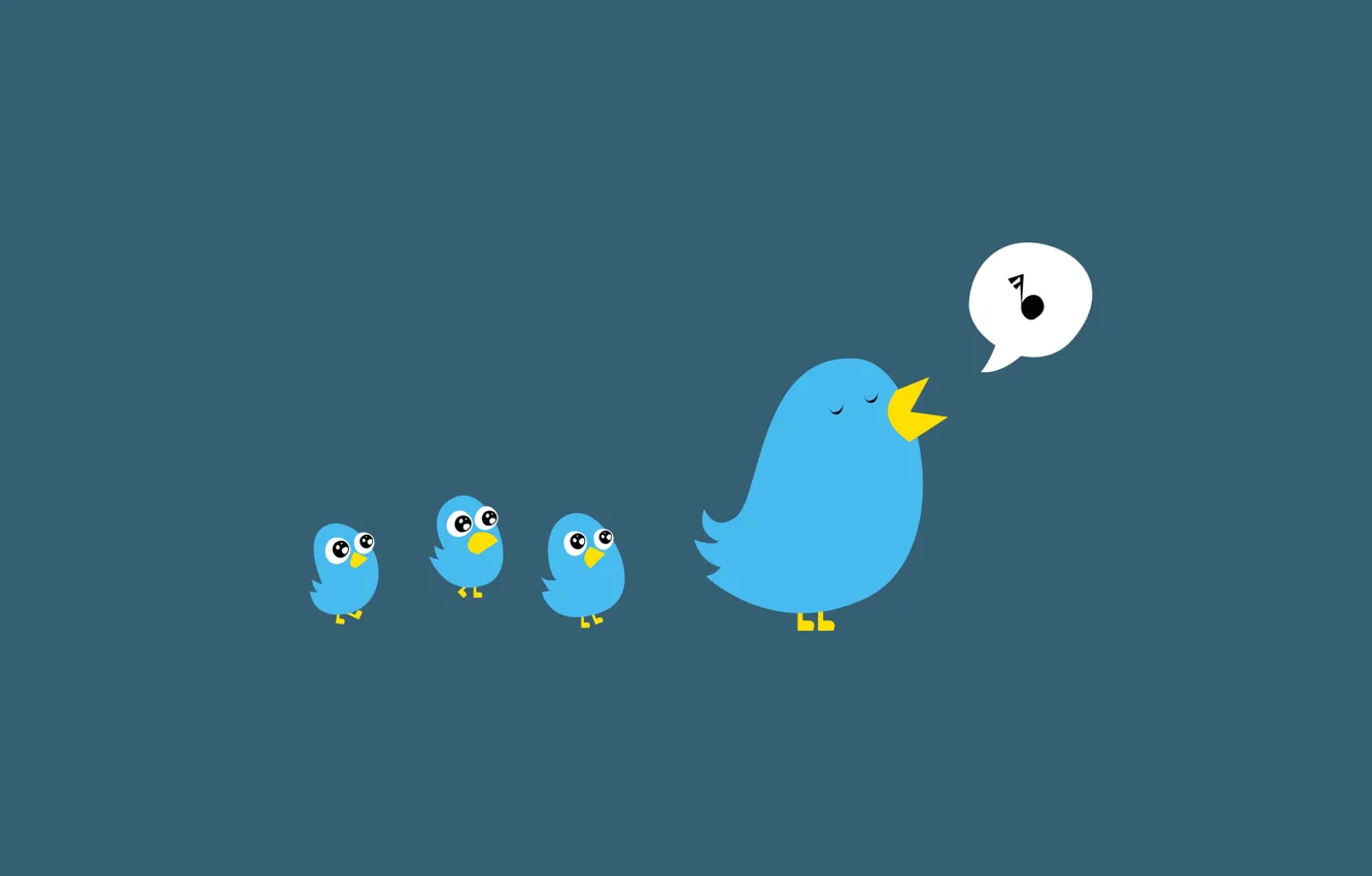 Photo wallpaper family, bird, twitter, sings