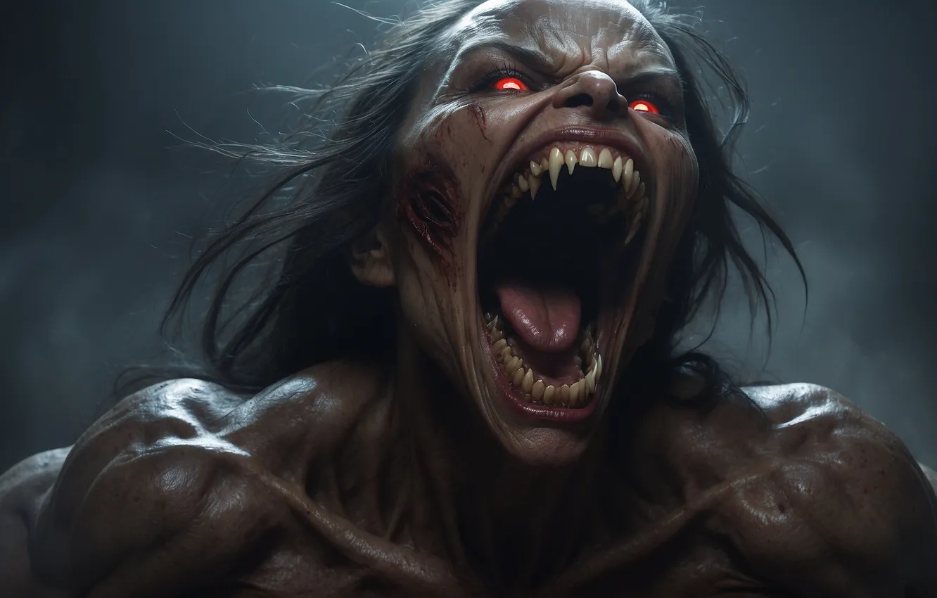 Photo wallpaper monster, mouth, horror, horror