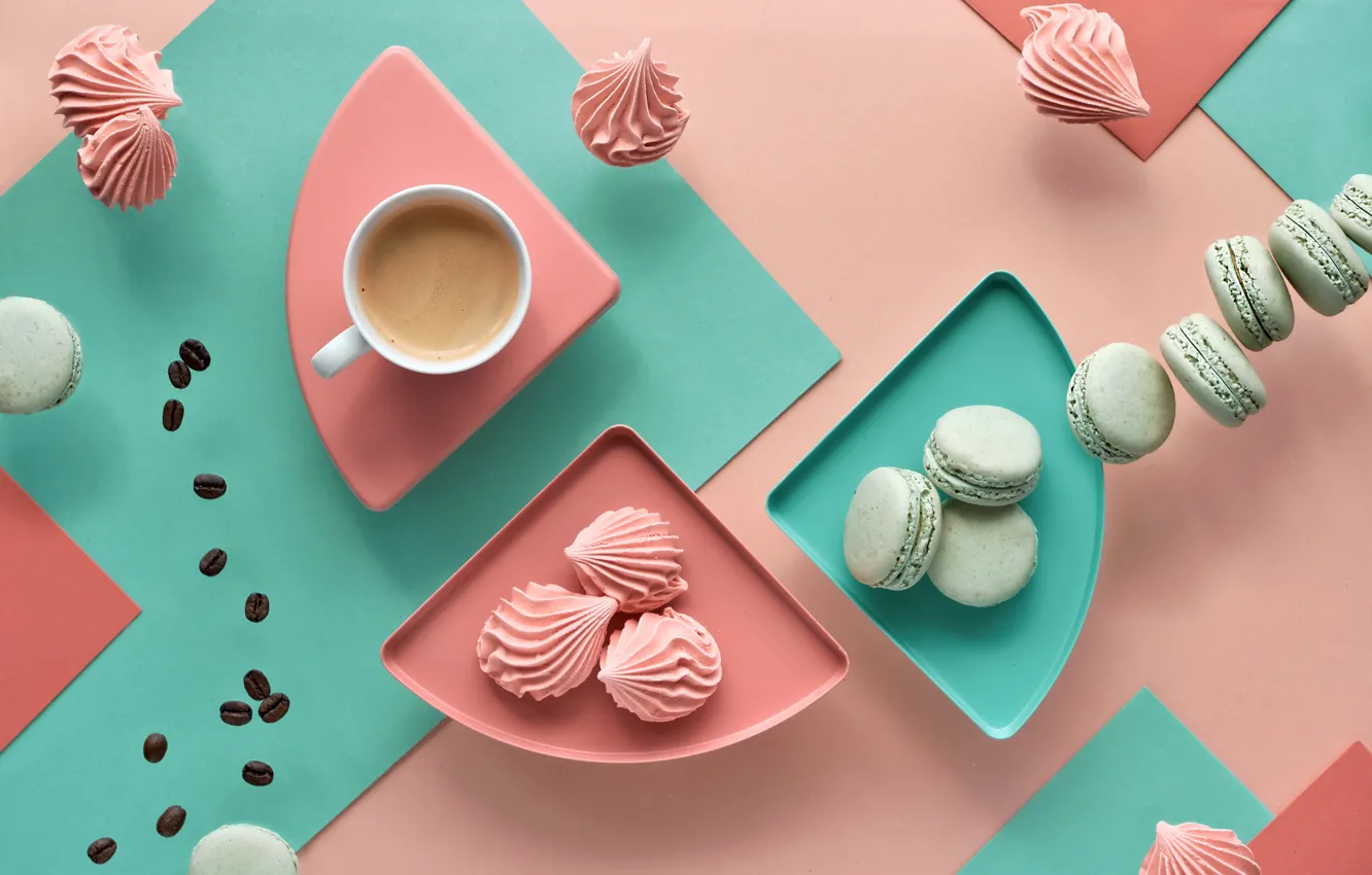 Photo wallpaper background, coffee, cookies, mug, marshmallows, Anya Ivanova
