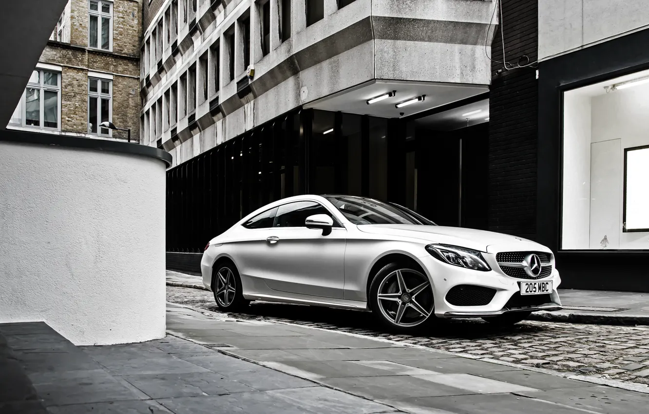 Photo wallpaper white, Mercedes-Benz, Mercedes, AMG, Coupe, C-Class, C205