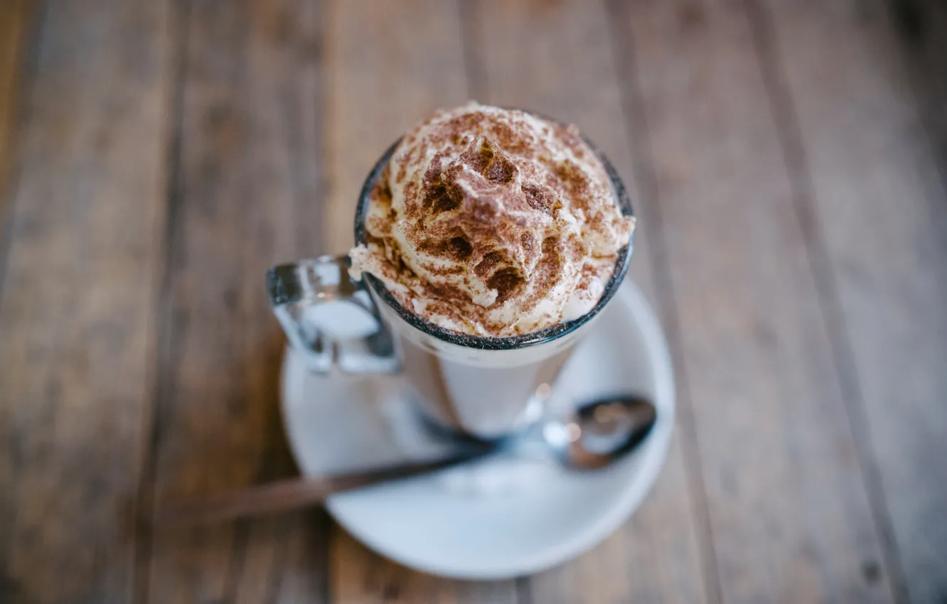 Photo wallpaper coffee, food, cream, Cup, drink, cinnamon, foam