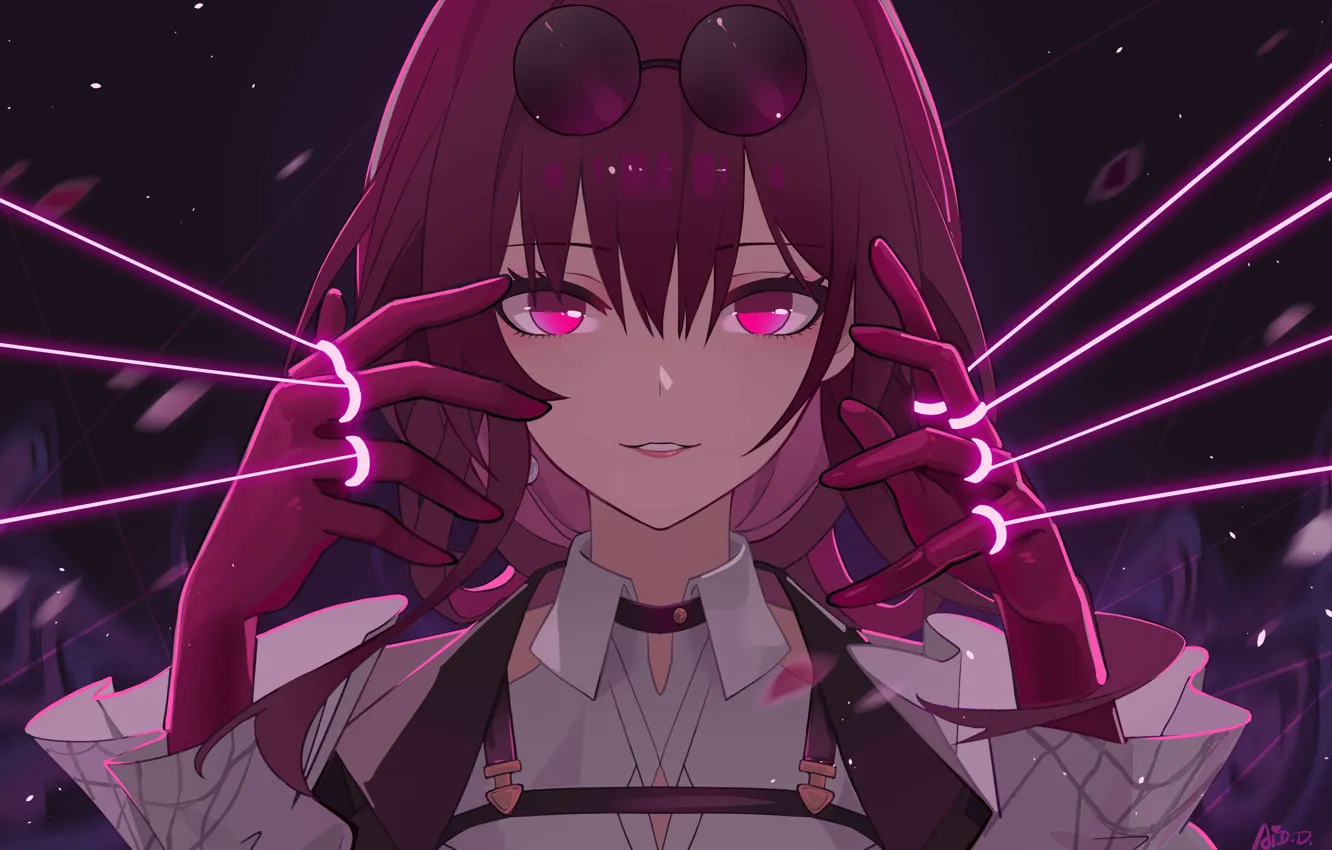 Photo wallpaper look, face, pose, smile, hands, glasses, thread, Honkai Star Rail