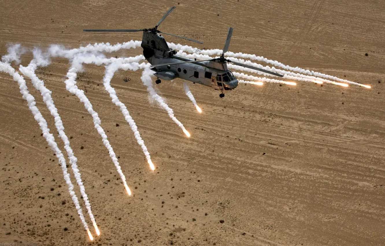 Photo wallpaper desert, missiles, helicopter
