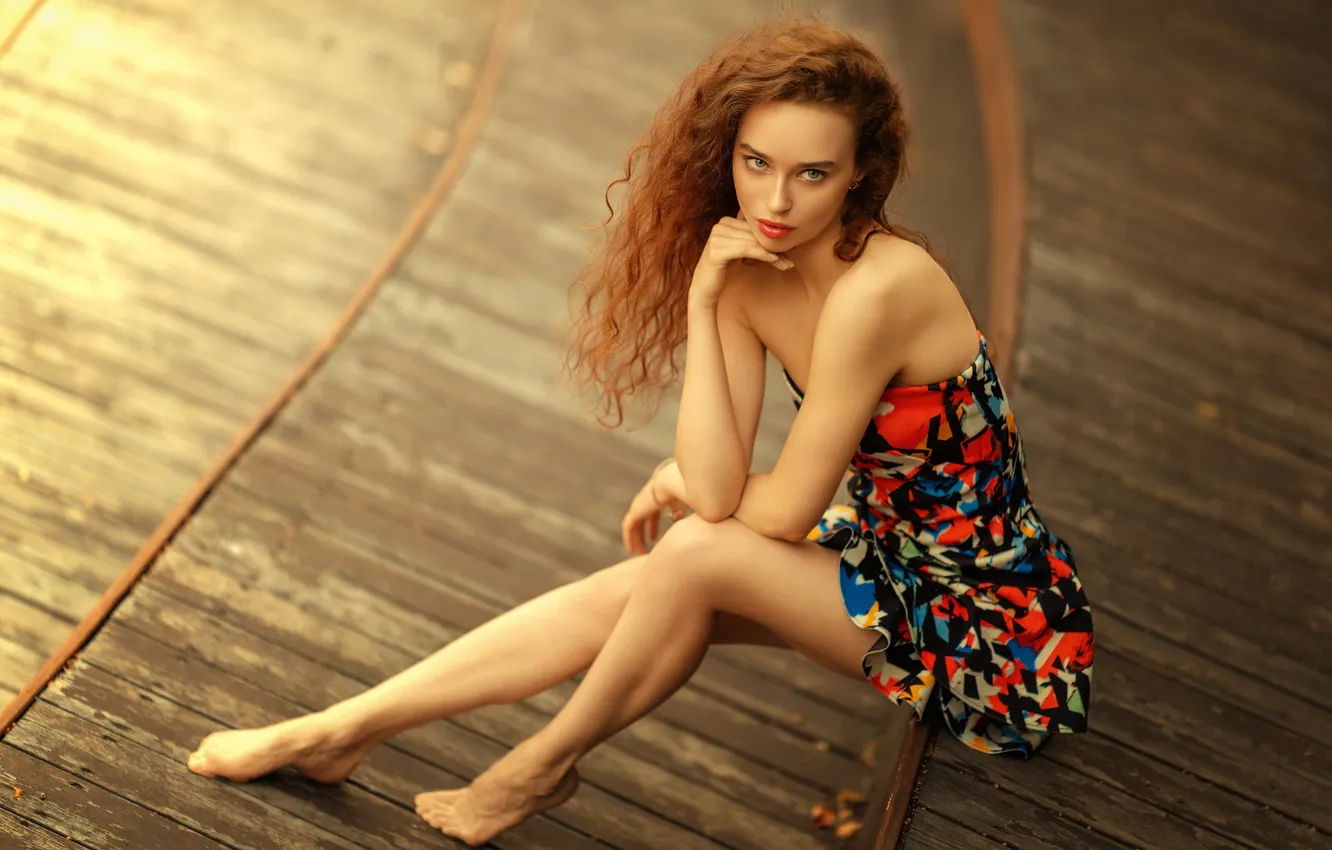 Photo wallpaper colorful, dress, barefoot, women, warm light, Vyacheslav Ivanov