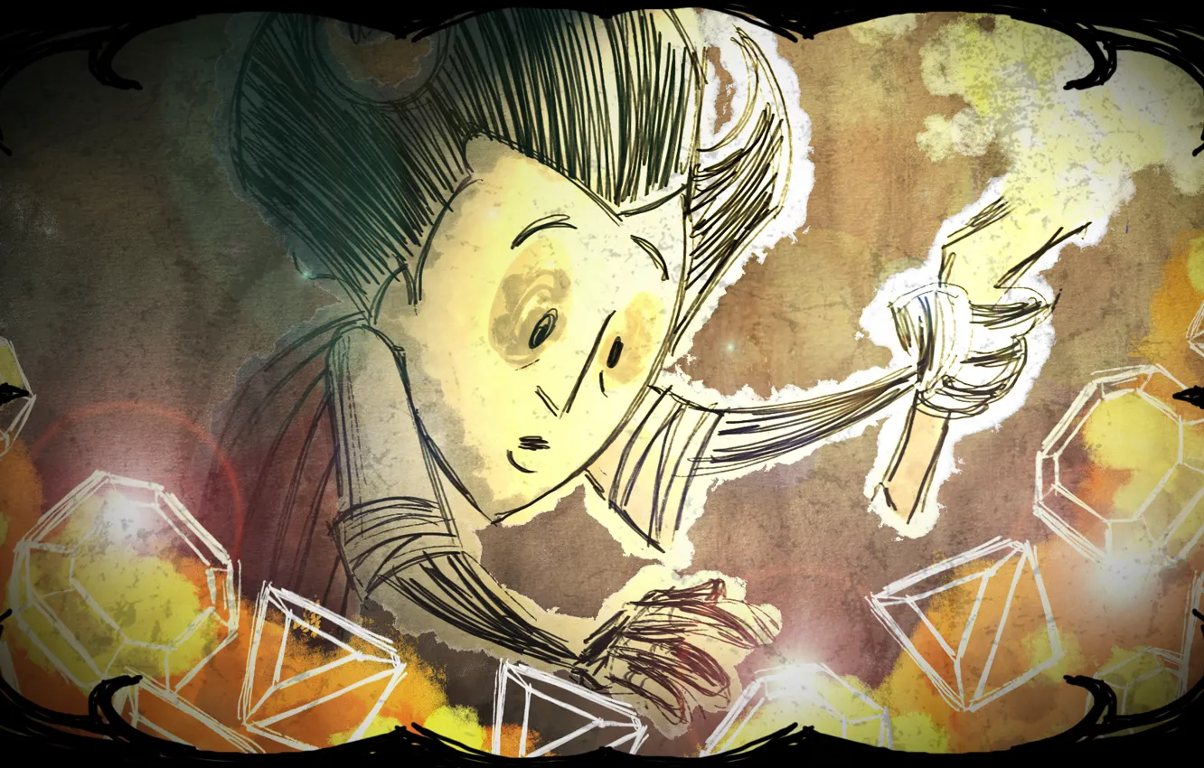 Photo wallpaper stones, the game, surprise, torch, game, Wilson, Wilson, Don't Starve