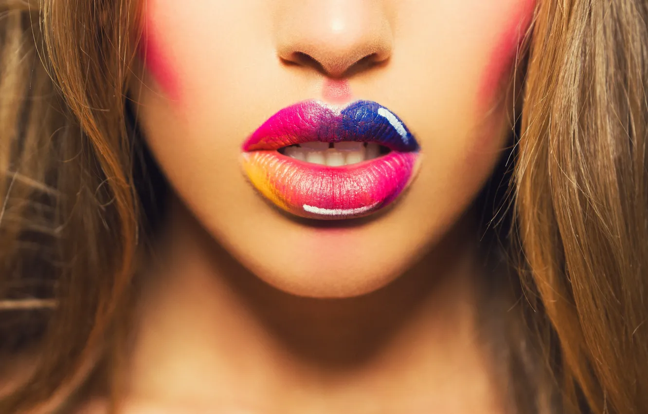 Photo wallpaper girl, face, style, makeup, lipstick, lips
