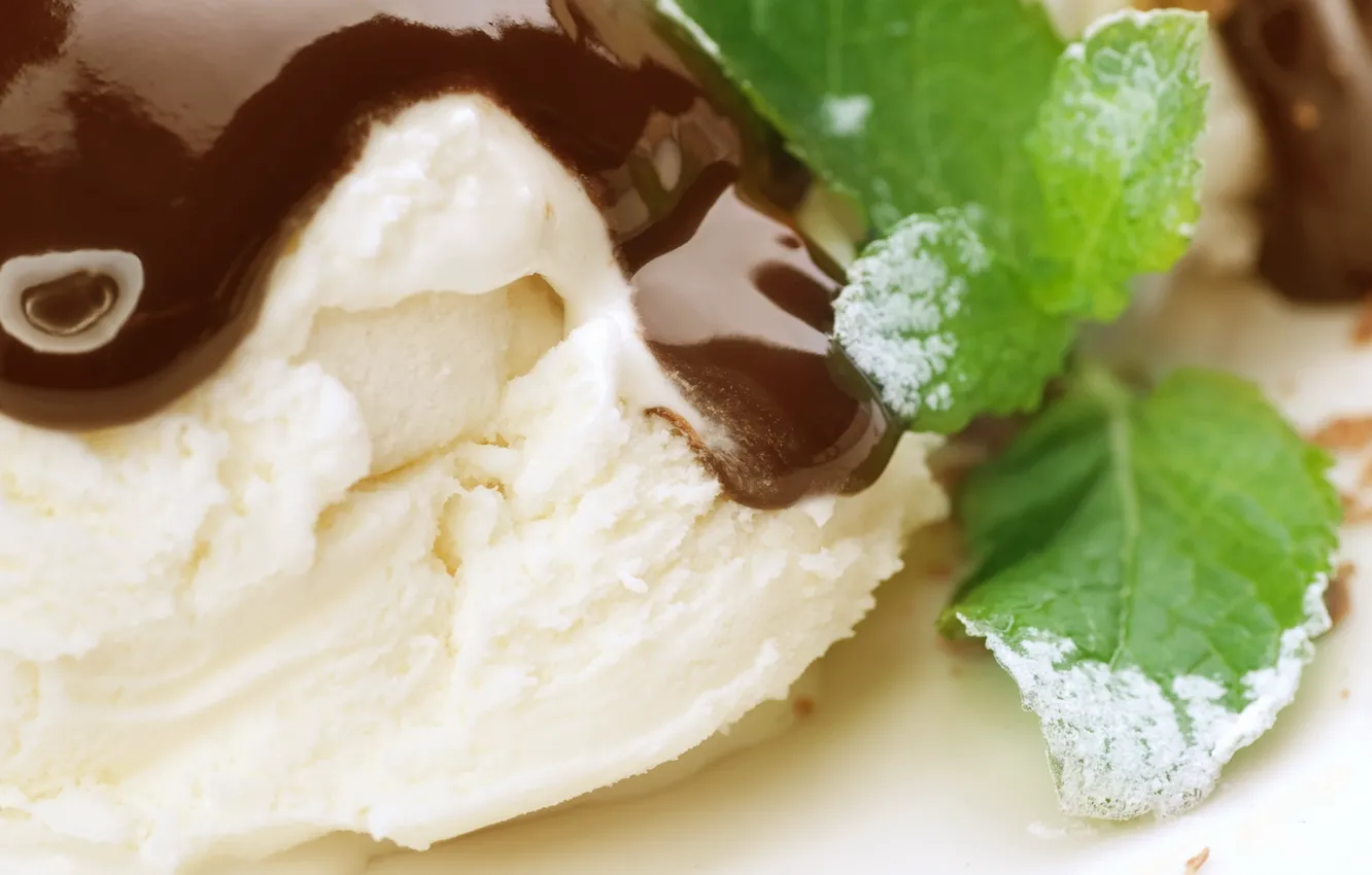 Photo wallpaper food, chocolate, ice cream, mint, cream, dessert, food, sweet