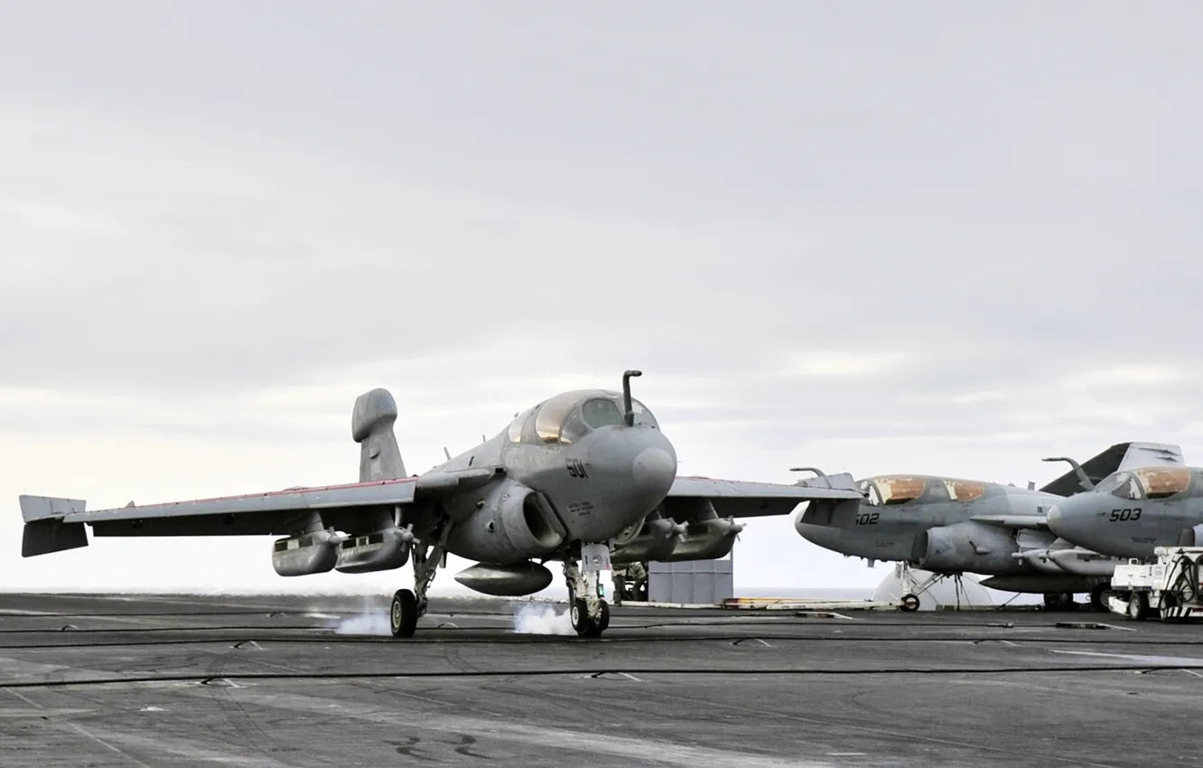 Photo wallpaper Grumman, Prowler, US NAVY, EA-6B, EW, Deck aircraft