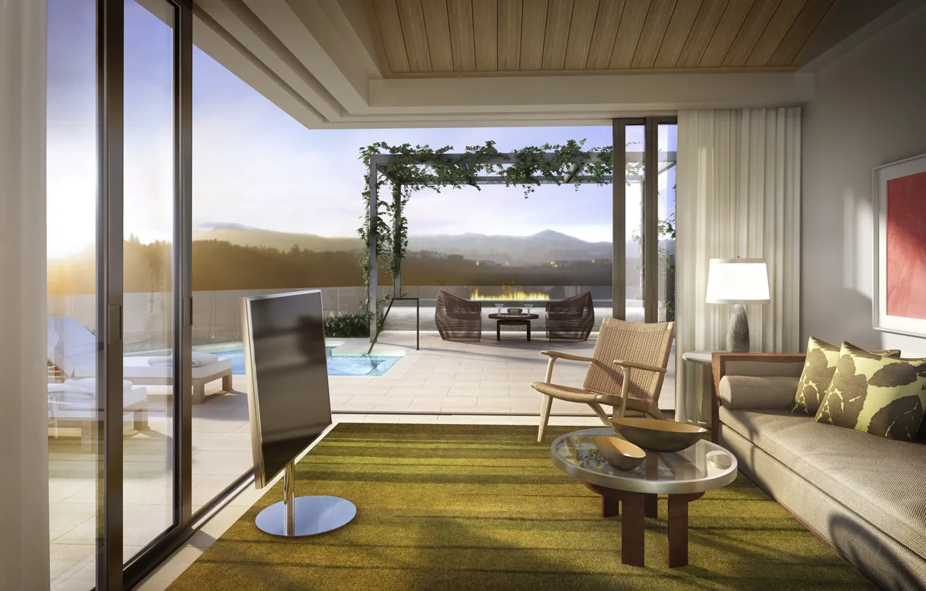 Photo wallpaper design, style, Villa, home, interior, rendering, living space