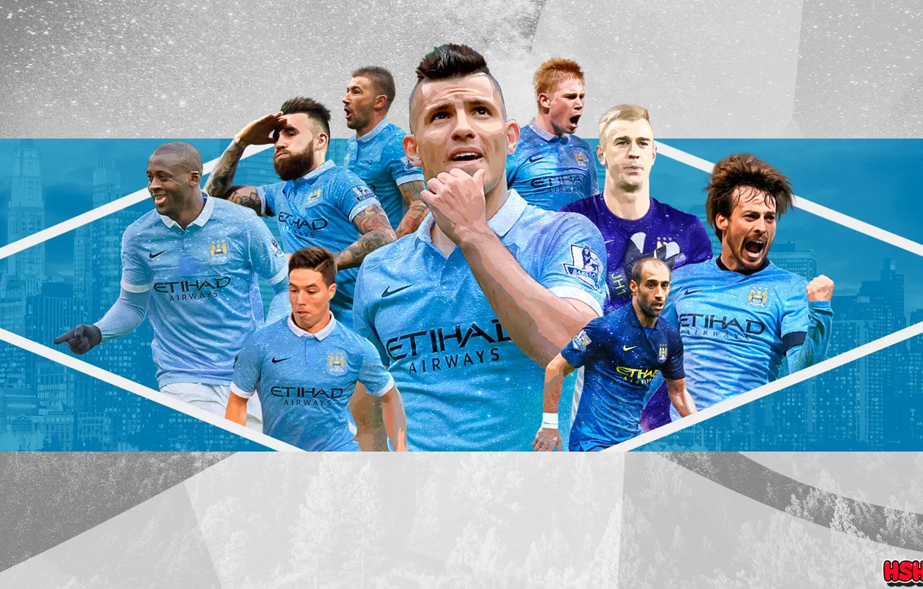 Photo wallpaper aguero, Manchester city, Silva, Manchester City, Hart, Otamendi, Yaya Toure, Can happen