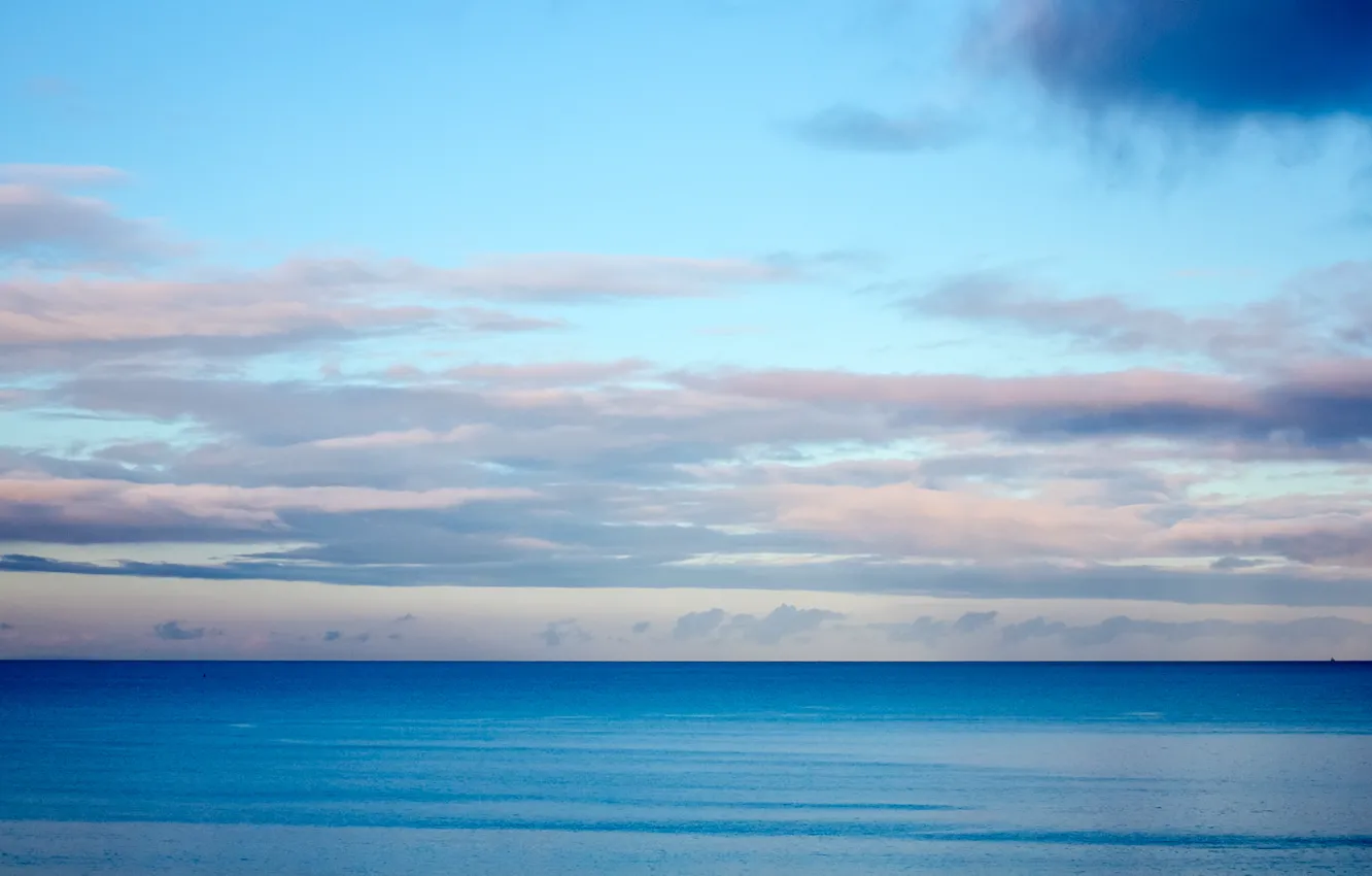 Photo wallpaper sea, clouds, ship, horizon