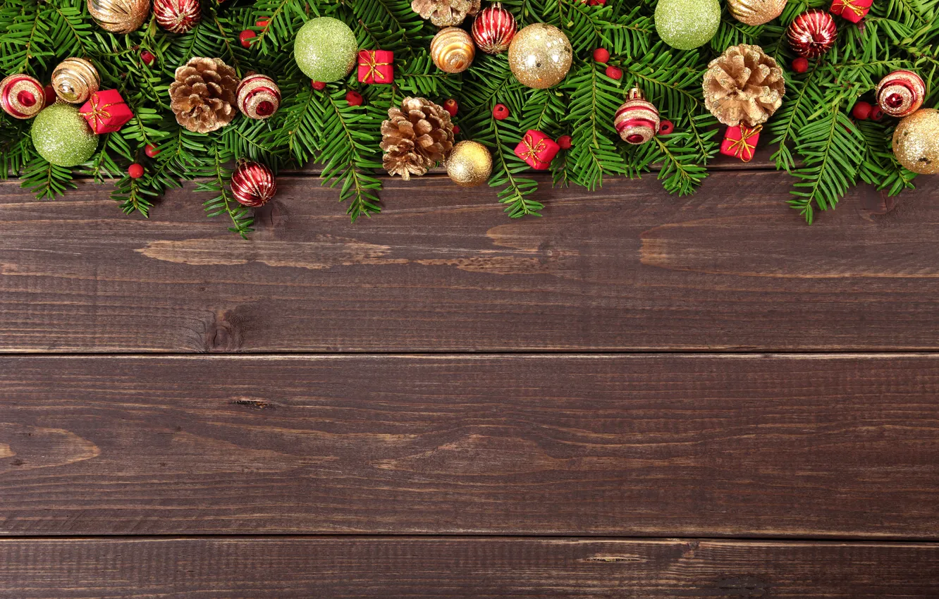 Photo wallpaper New Year, Christmas, wood, merry christmas, decoration, xmas, fir tree