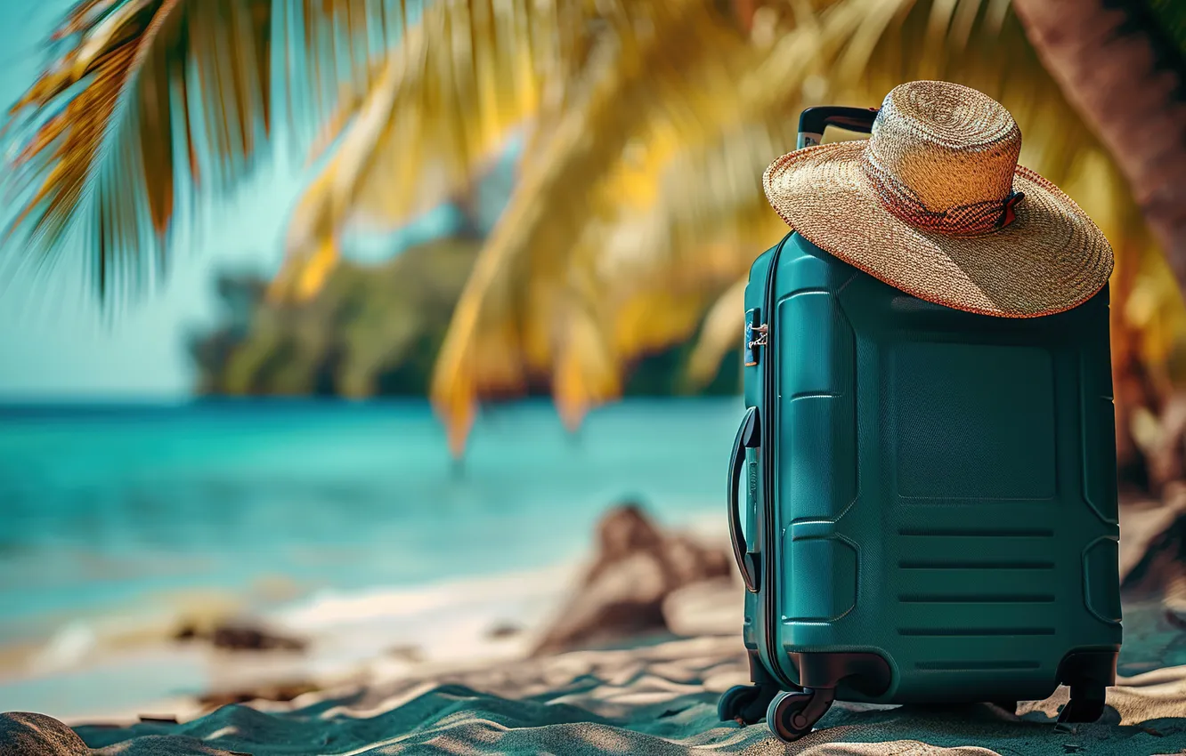 Photo wallpaper sea, beach, summer, stay, suitcase, summer, holidays, resort