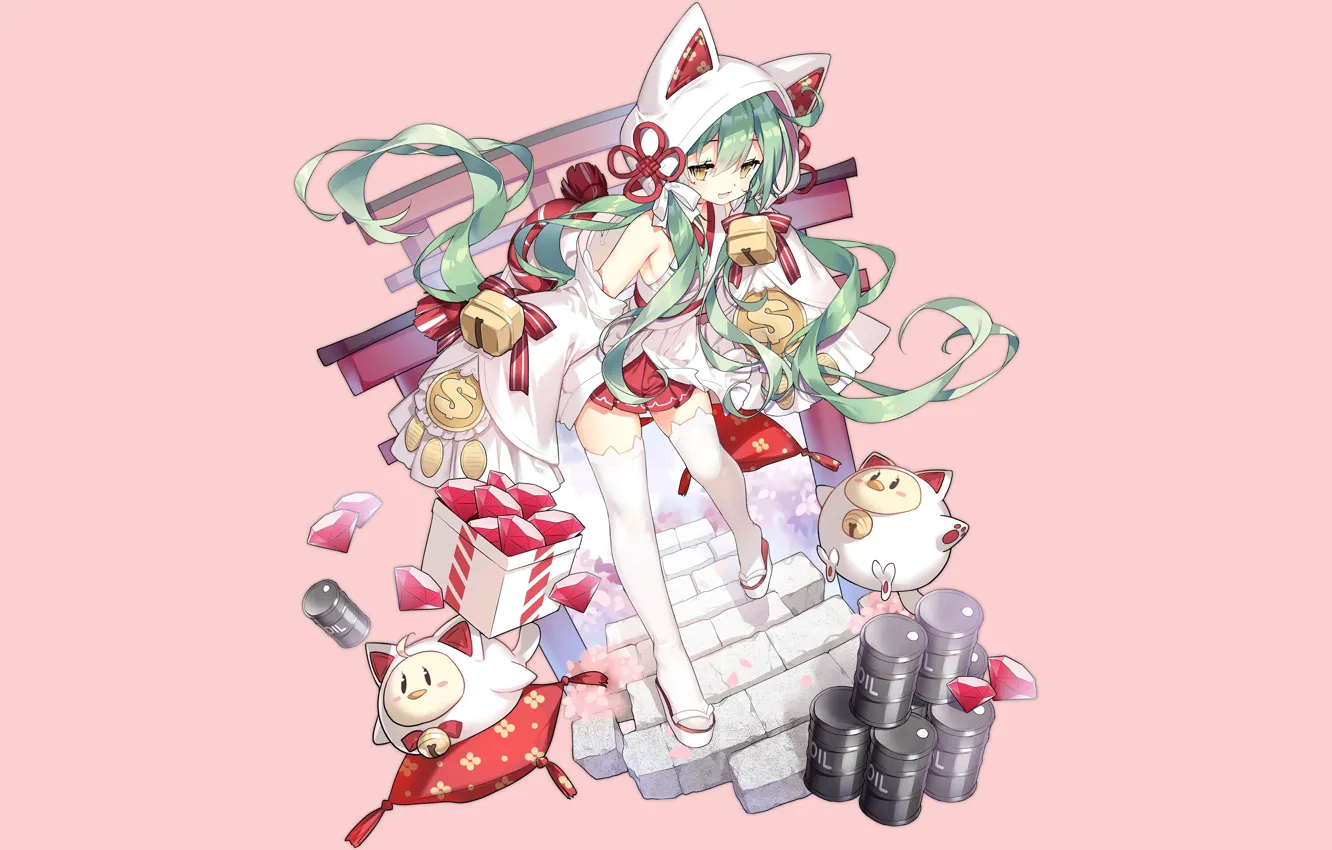 Photo wallpaper girl, sexy, thighhighs, long hair, dress, anime, beautiful, pretty